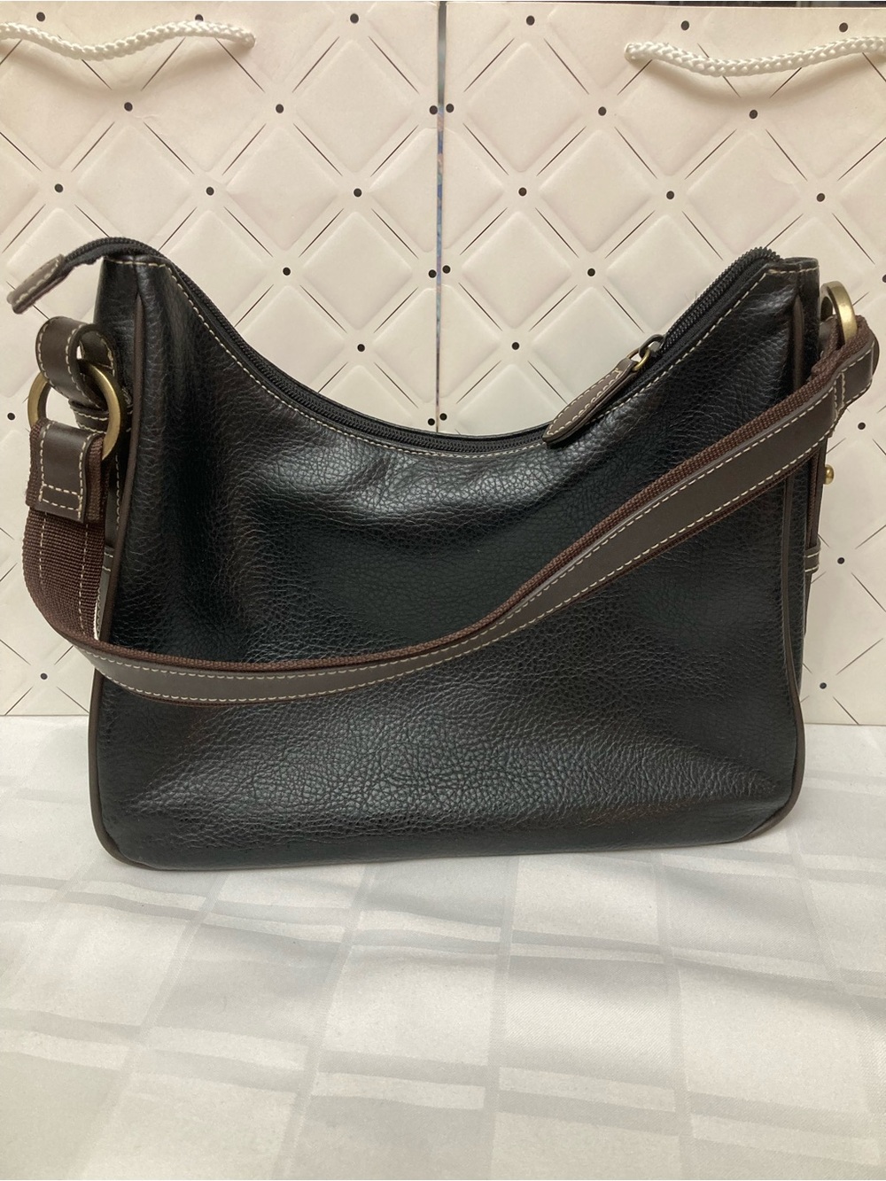 Enzo Angiolini Black faux Leather Messenger Shoulder Bag